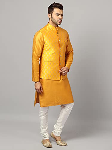 Image of Uri and MacKenzie Men's Silk Blend Kurta Pajama with Designer Ethnic Nehru Jacket /Modi Jacket
