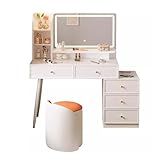 - Nombreuses solutions de rangement : profitez d'une combinaison de tiroirs spacieux et d'une étagère ouverte. La coiffeuse double tiroir anti-poussière offre un rangement sécurisé pour le maquillage et les accessoires tandis que l'armoire latérale offre un espace supplémentaire pour une nification efficace.