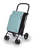 Carlett - Carro de la Compra, Carrito Plegable para Supermercado, con 4 Ruedas Resistentes a la Lluvia y una Gran Capacidad 32kg, Bolsa Principal 64L, Térmica 12L y Bolsillo Posterior – Verde