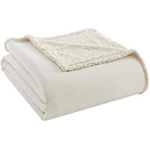 Thermee Micro Flannel Sherpa Blanket, Super Soft, Easy Care, Sand, Full/Queen