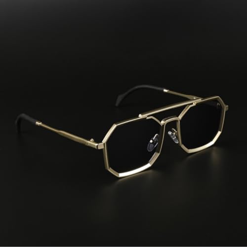 Image of Hexagon Round Sunglasses Metal Frame Stylish Goggles For Men's and Women's