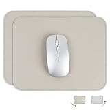 YSAGi マウスパッド PUレザー 埃 水防止 たくさんの色 滑り止め 薄型マウスパッド 耐久性良い 光学式マウス対応 二枚セット（四角型，アプリコットグレー）