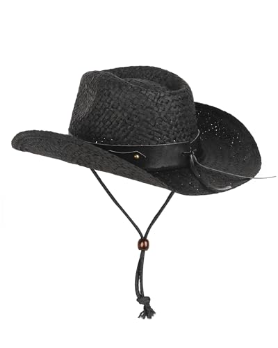 Image of Zylioo Oversize XXL Straw Cowboy Hats,Large Summer Fedora Hat,Unisex Wide Brim Beach Hat with Belt Buckle