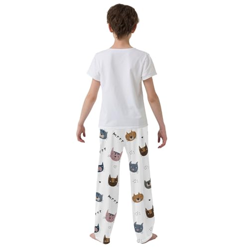Boys' Pants Funny Cats Kitten Cute Long Bottoms Jogger Pants Elastic Waist Trousers with Pockets S-XL3