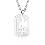 Halora Deutschland Kette Adler Herren, Halskette Herren Silber Edelstahl Bundesadler Herrenkette Männer Geschenke