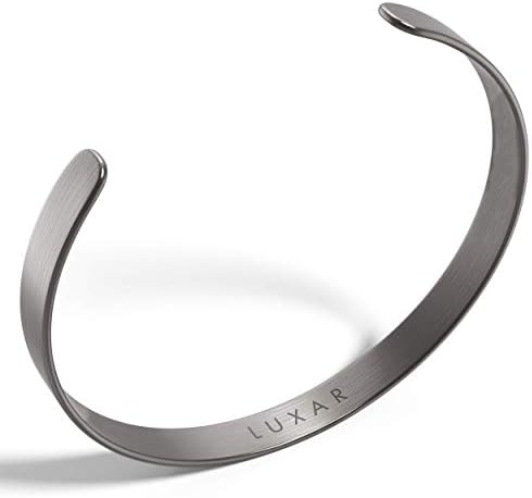 LUXAR men's titanium cuff bracelet | Solid titanium minimalist bracelet designed for men | Available in medium and large sizes | Explore the world of Luxar (Brushed Titanium | Medium)