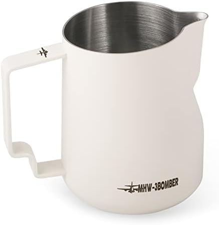MHW-3BOMBER Milk Pitcher Espresso Steaming Frothing 12oz/350ml Turbo 304 Stainless Steel Eagle Spouted Barista Jug Latte Art (Matte White) P6013W