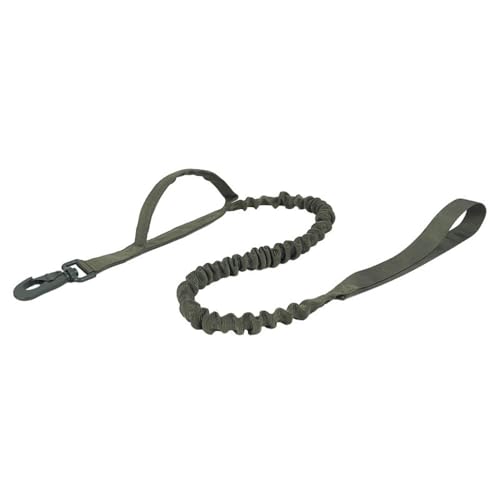 Brfveob ナイロン製犬用リード、衝撃吸収、中型犬用、大型犬用、トレーニング、伸縮式、散歩、アウトドア用タクティカルナイロン (アーミーグリーン,140*2.5cm)
