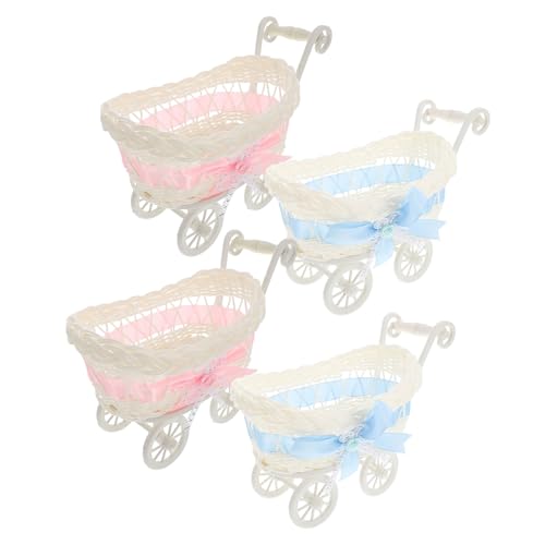 Rangement organisé de bonbons pour table de baptême avec panier tressé