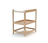  AT4 - Table à langer bébé 1 étagère en bois CONFORT Hêtre verni 73 x 54 x 89 cm  Petit espace Espace rangement Meuble à langer bébé