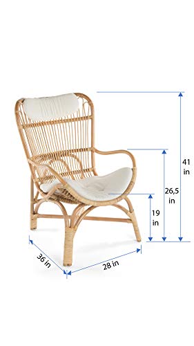 Kouboo Rattan Loop Lounge Chair With Seat And Head Cushion, Natural Color, Large, #TOP6