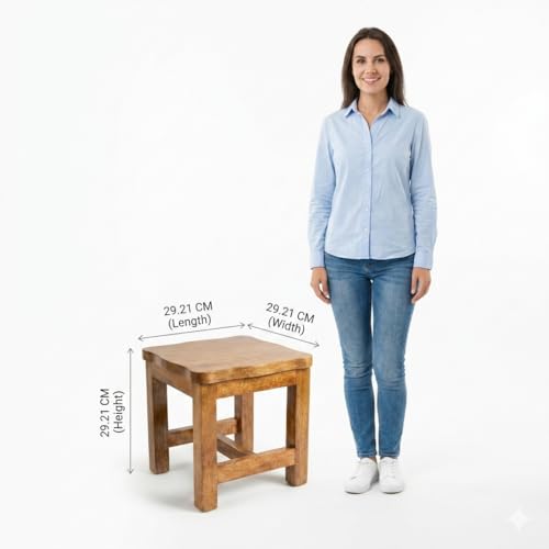 Image of CARTADEN Wooden Office Stool, Solid Square Sitting Stools for Adults Kids, Multi-Purpose Short Chair, Foot Rest Stool for Playroom, Kitchen, Bedroom