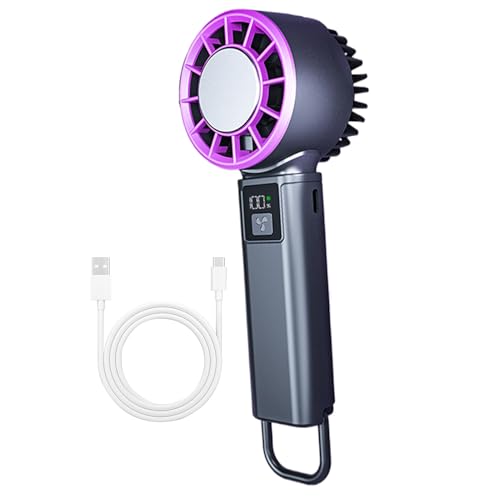 Genérico Ventiladores Eléctricos de Mano,Ligero y Compacto - 2000mAh 5 Niveles Ajustable Accesorios de Enfriamiento para Deporte Viaje Playa Exterior Clima Caluroso Escritorio Camping