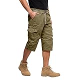 Genérico Pantalones Cortos Hombre, Lino Tallas Grandes Comodos Short Cargo Casual Bermudas Pantalones Cortos Hombre Deporte, Largas Senderismo Chandal Deportiva Ropa Amarillo terroso 5XL