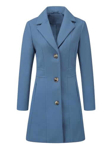 Image of Allegra K Womens Winter Elegant Pea Coat 2026 Single Breasted Long Overcoat | Notch Lapel Collar, Warm, Work Office Trench Coats,Outwear Outfit