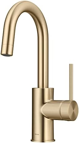 KRAUS Oletto Single Handle Kitchen Bar Faucet with QuickDock Top Mount Installation Assembly in Spot Free Antique Champagne Bronze, KPF-2600SFACB,12 1/2 Inch