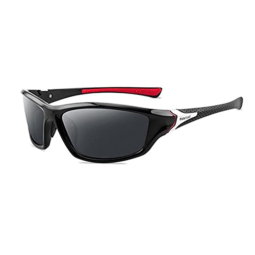 UKKD Occhiali Unisex Uv400 Polarized Driving Sunglasses da Uomo Polarized Fashion Sunglasses Occhiali da Sole Occhiali da Uomo Occhiali da Uomo-Black Red