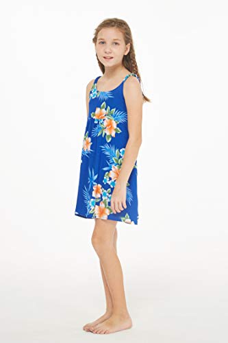 Image of Matchable Family Hawaiian Luau Men Women Girl Boy Clothes in Hibiscus Blue