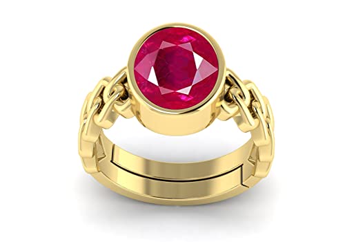 Bague Panchdhatu en rubis naturel d'exception, sertie sur argent sterling précieux taille S