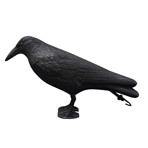 COOKOE Décoration de jardin en forme de corbeau Noir