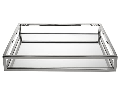 Godinger Decorative Tray, Perfume Tray, Vanity Tray, Square Home Decor Tray - Aspen Collection, Silver, 14"x14" by Godinger - Used condition - US$39.60