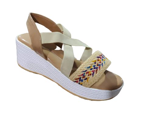 Sneha Women's Soft Comfort Casual and Formal Wedges Sandals- 5 UK, Design1