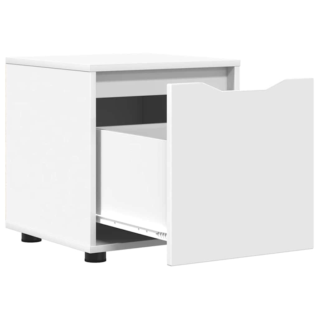 Badezimmerschrank Weiß, 40,5 x 40 x 44 cm Badschrank aus Holzwerkstoff mit Schublade und Fach, moderner Unterschrank für Kosmetik und Handtücher, minimalistisches Design