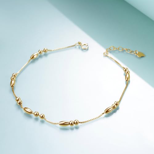 Image of WINNICACA 925 Sterling Silver Anklets for Women Adjustable Beaded Butterfly Opal Anklet Bracelet Foot Chains Jewelry Gifts for Women Beach Birthday Christmas Gift