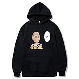 FIGHTINGGOLD One Punch Man Hoodie Unisex Drawstring Long Sleeve Pullover Sweatshirt Saitama Cosplay Oppai Hero (M,Black-A,US,Alpha,Medium)