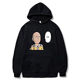 FIGHTINGGOLD One Punch Man Hoodie Unisex Drawstring Long Sleeve Pullover Sweatshirt Saitama Cosplay Oppai Hero (S,Black-A,US,Alpha,Small)