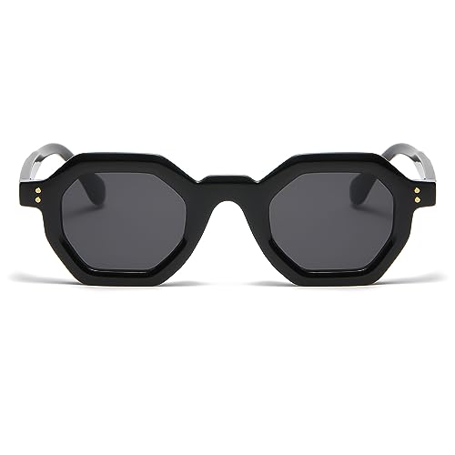 LJCZKA Retro Octagon Sunglasses for Women Men Trendy Unisex Vintage Polygon Shades Small Square Sun Glasses2