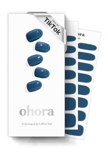 ohora Semi Cured Gel Nail Strips (N Cream Indigo) - Blue, Solid, ...