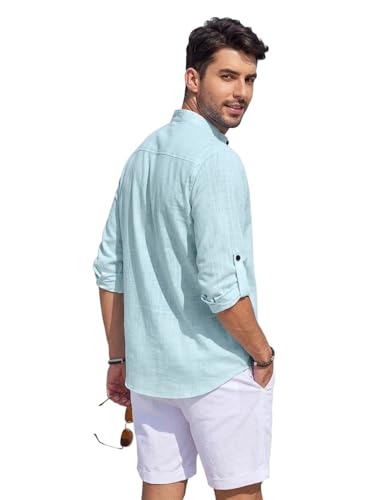 Image of Men's Cotton Blend Combo Short Kurta with Mandarin Collar Neck Full Sleeves Solid Pattern Curved Hemline Regular Fit and Standard Length (Pack of 3)
