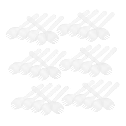 OSALADI 500個使い捨てプラスチックデザートフォーク フルーツフォーク兼用スプーン パーティーや 用多用途食器 白色 軽量で割れ