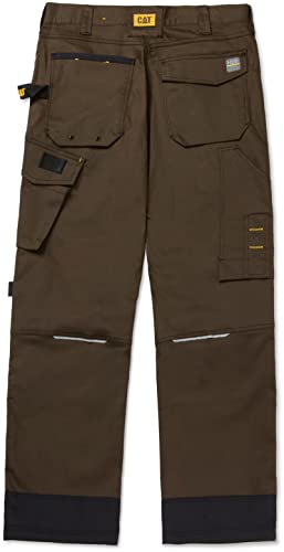 Caterpillar Men's H2O Defender Water Resistant Work Pants With Reinforced Knees, Bellowed Cargo Pocket And Tool Bags, Dark Earth/Black, 32/34 #TOP1