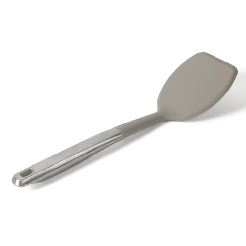 Image of Calphalon Prime Solid Turner, Cooking Spatula, Kitchen Spatula, Stainless Steel Turner with Taupe Silicone Head High-Heat Resistant for Nonstick Cookware, Ergonomic Handle for Easy Turning