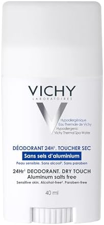 Vichy Aluminum Free Deodorant for Women & Men, 24 Hour Odor Control with Vichy Volcanic Water. Hypoallergenic, Alcohol & Paraben Free, Suitable for Sensitive Skin, Recommended by Dermatologists. 40mL