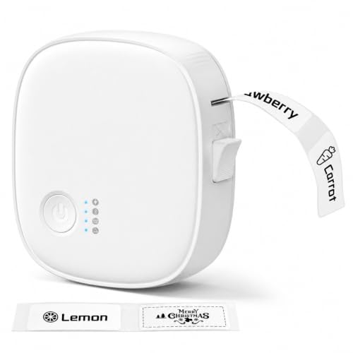 Image of Mini Label Maker Machine with Tape, Portable Bluetooth Thermal Label Printer, Wireless & Rechargeable, Waterproof, Built-in Cutter, for Home Office Kitchen,White
