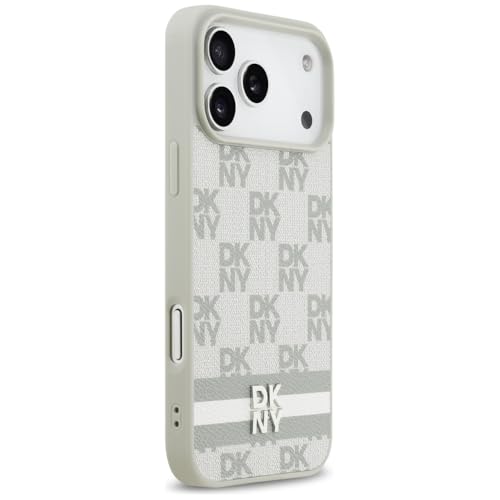 Coque de protection iPhone 17 Pro Max DKNY chic à rayures chic beige - 4