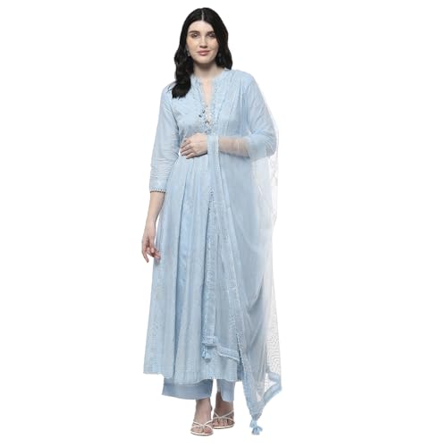Image of BIBA Women Cotton Anarkali Printed Suit Set