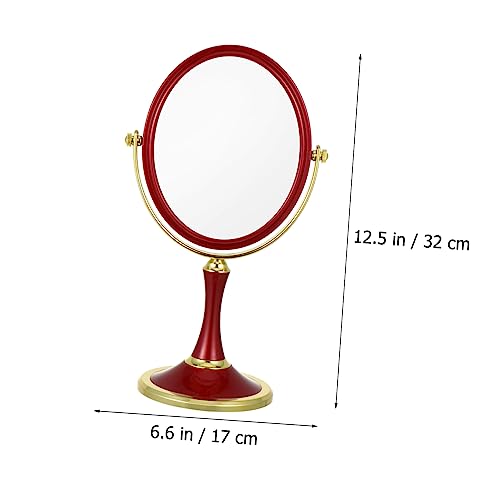 Espejo de maquillaje doble cara giratorio para mesa miniatura 6