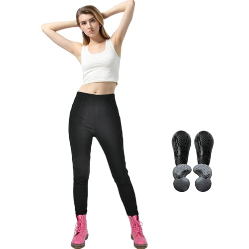 HOMDECR Pantaloni da Moto da Donna, Jeans da Moto, Tessuto Aggiornato con Protezione per Ginocchia E Fianchi, Pantaloni Protettivi per Jeans da Moto Pantaloni da Ciclismo (XS)