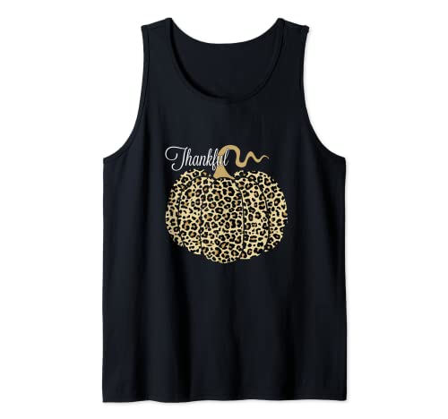 Estampado de leopardo de calabaza agradecido para hombres y mujeres y niños Camiseta sin Mangas