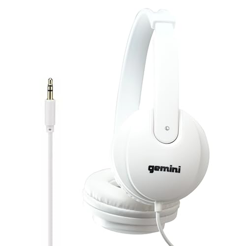 Gemini Over-Ear DJ Headphones, 40mm Drivers, White (DJX-200)