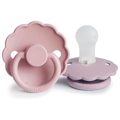 FRIGG Daisy SilkySoft Silicone Baby Pacifier | Made in Denmark | BPA-Free (Baby Pink/Soft Lilac, 0-6 Months) Cover