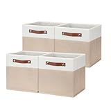 HNZIGE Juego de 4 cubos de almacenamiento plegables para organización, guardería (blanco