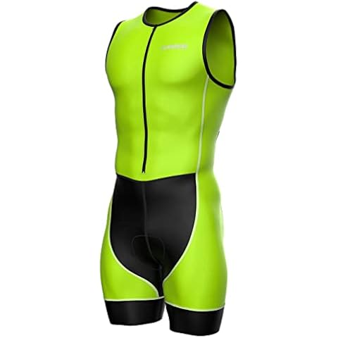 Zimco Triathlon Suit Men Racing Trisuit Cycling Skin Suit Swim Bike Run (2XL, Neon Green/Black) Cover