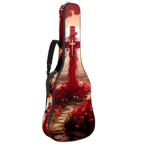 Housse guitare acoustique 40 pouces sac étanche à motif croix de Pâques