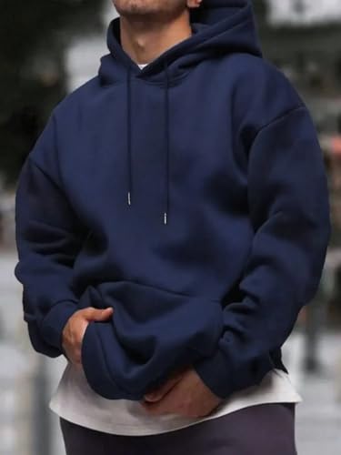 Image of SXV STYLE Hooded Pullover Solid Plain Unisex Cotton Oversized Baggy Sweatshirt Hoodie