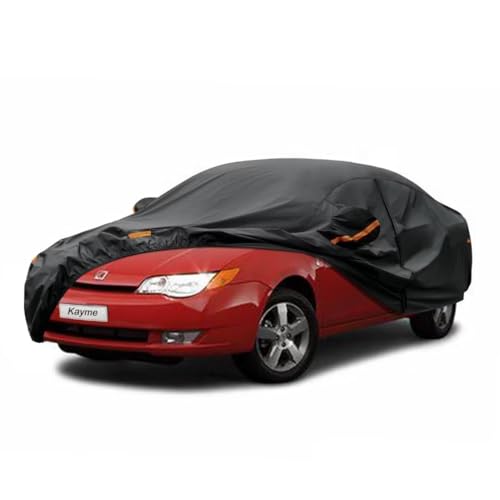 Kayme Sedan Car Cover Fit for Saturn Ion (2003-2007) Automobiles All Weather Waterproof, Outdoor Cover Sun Rain Protection, with Lock and Zipper Door.